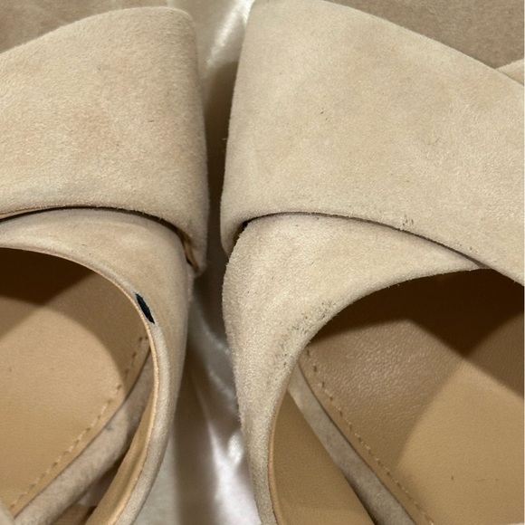 Veronica Beard Lucille Heels Suede Platform Cork Heel Sandals Tan Size 11 New - Picture 12 of 15